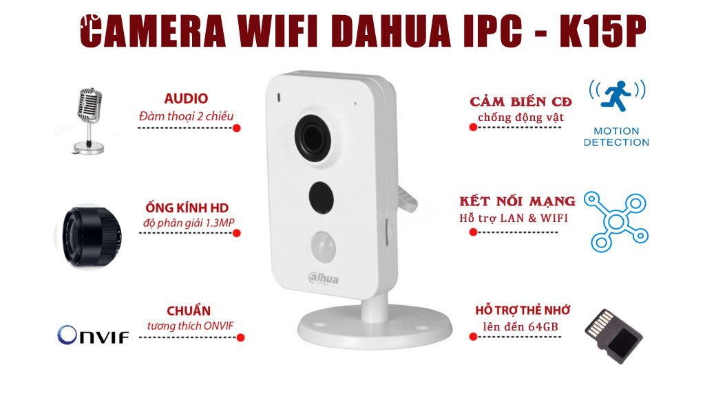 Camera  IP wifi Dahua HD-IPC-K15P